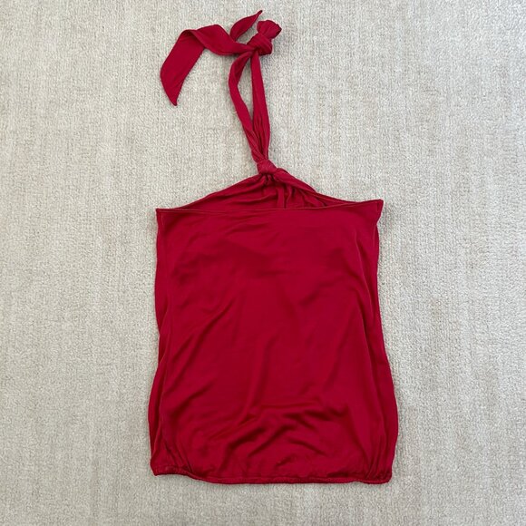 Vintage Y2K 2006 Banana Republic Red Silk Halter Knit Blouse Top S - Picture 4 of 11